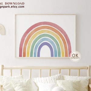 Rainbow Art Prints, Printable Wall Art, Aquarelle Rainbow Print Set, Aquarelle Rainbow Wall Art, Rainbow Nursery Wall Art, Rainbow Artwork