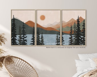 Abstract Mountain, Mountain Art Set, Mountains Wall Art, Large Mountain art, Wood Mountain, Nature Wall Art, Abstract Landscape Contemporary