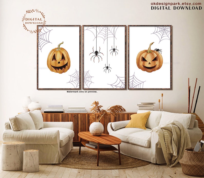 Halloween Printable Wall Art Halloween Decor Print Set of 3 - Etsy