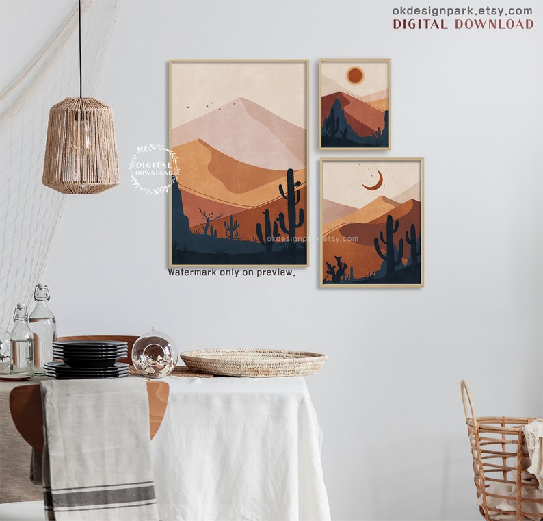 Mid Century Modern Desert Wall Art Desert Print Cactus Art - Etsy