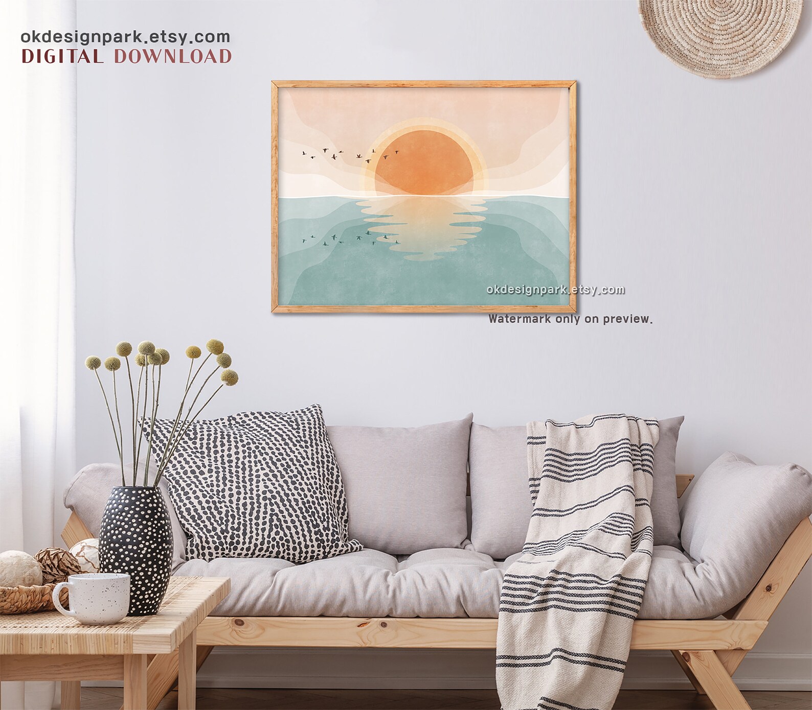 Above Bed Decor Boho Wall Art Boho Sun Print Printable Wall - Etsy