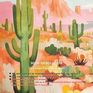 Arizona Print, Arizona Poster, Botanical Art, Colorful Wall Art, Maximalist Art, Saguaro Cactus, Arizona Illustration, Desert Landscape, Sun Art
