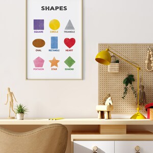 Shapes Printable, Nursery Poster, Colors Educational Print, Teaching ...