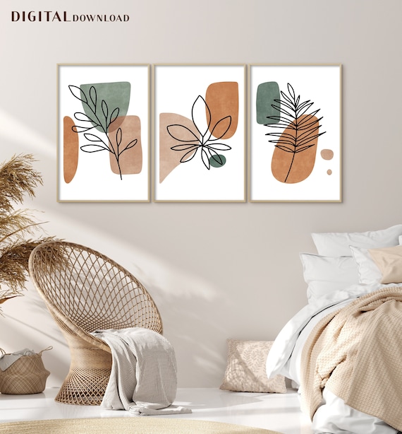 Abstract Botanical Line Art, Print Set of 3, Simple Neutral Art Plants Abstract Painting Abstract Print Abstract Wall Art Abstract Art Print