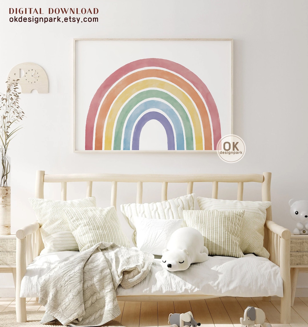 Rainbow Art Prints, Printable Wall Art, Watercolor Rainbow Print Set ...