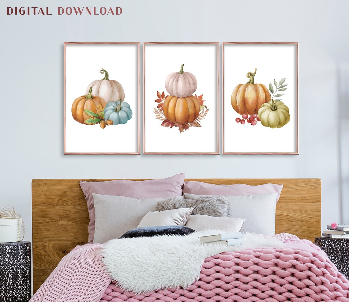 Fall Thanksgiving Decor, Watercolor Pumpkin Print, Fall Printable, Fall ...