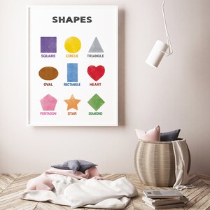 Shapes Printable, Nursery Poster, Colors Educational Print, Teaching ...