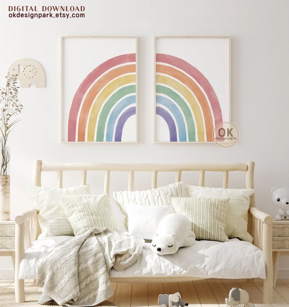 Pastel Rainbow Decor, Rainbow Wall Art, Rainbow Wall Decor, Rainbow Nursery  Decor, Rainbow Print Baby Girl Bedroom Nursery Poster Print Boho 
