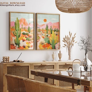 Arizona Print, Arizona Poster, Botanical Art, Colorful Wall Art, Maximalist Art, Saguaro Cactus, Arizona Illustration, Desert Landscape, Sun Art