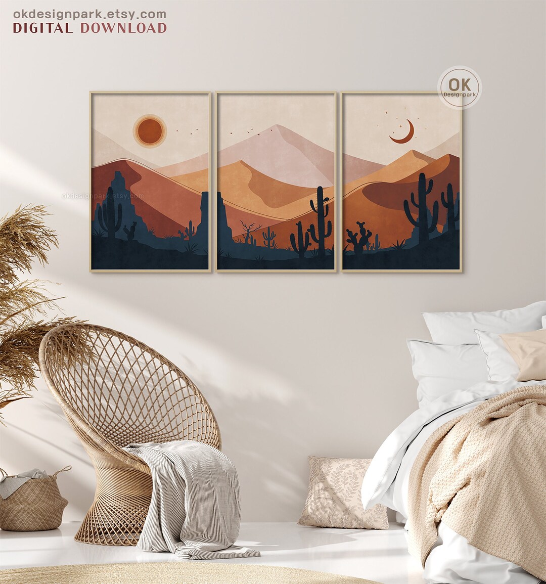 Mid Century Modern Desert Wall Art Desert Print Cactus Art - Etsy