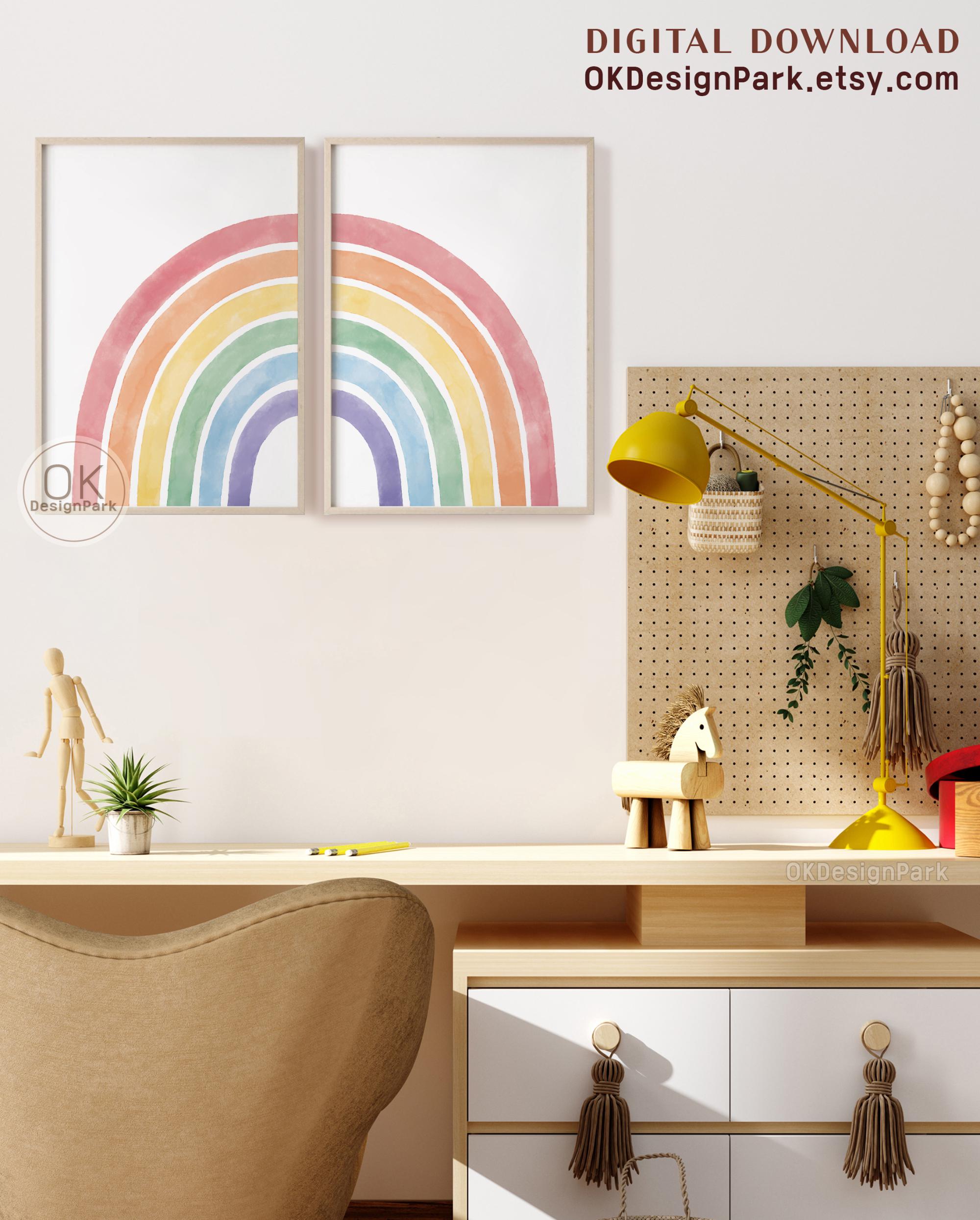 Pastel Rainbow Decor, Rainbow Wall Art, Rainbow Wall Decor, Rainbow ...