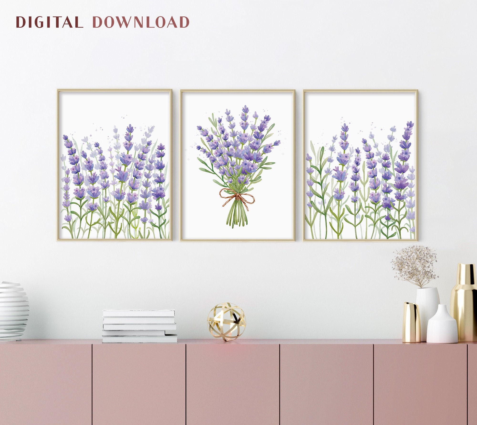 Watercolor Lavender Print Print Set of 3 Botanical Wall Art | Etsy