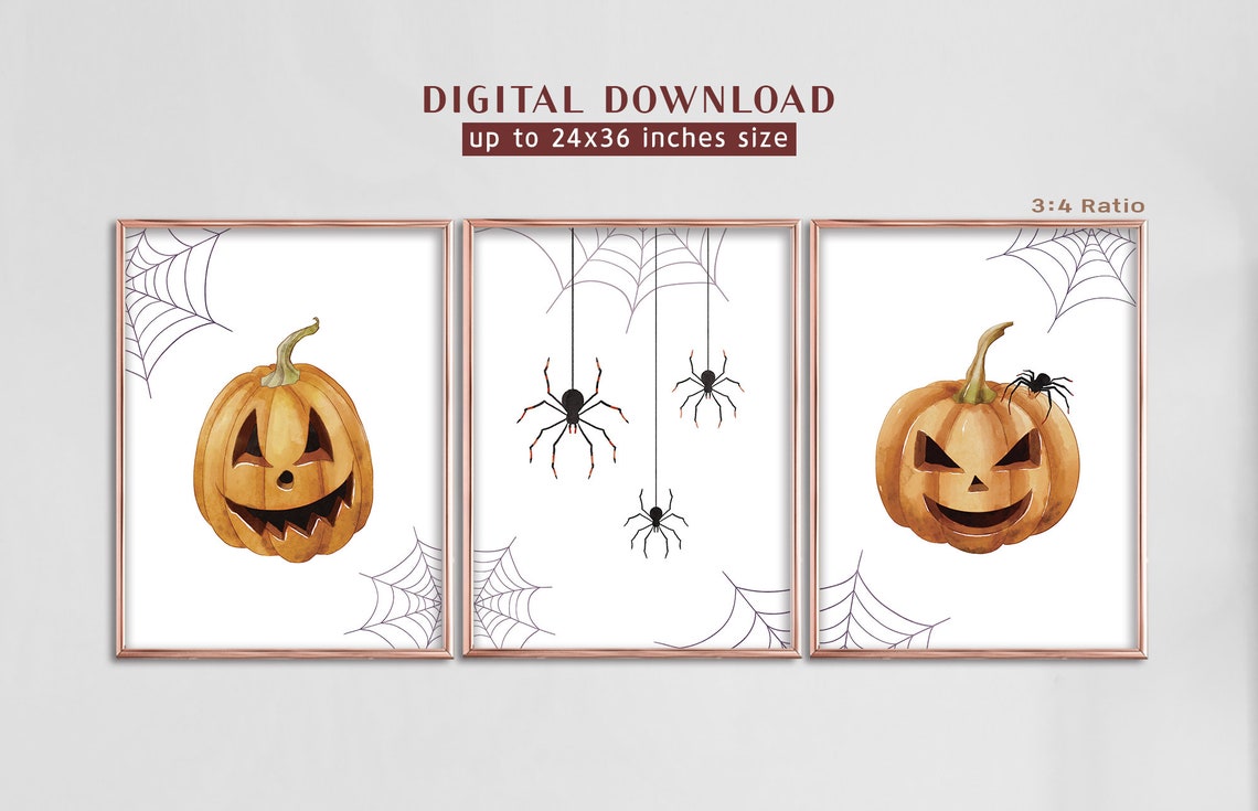 Halloween Printable Wall Art Halloween Decor Print Set of 3 | Etsy