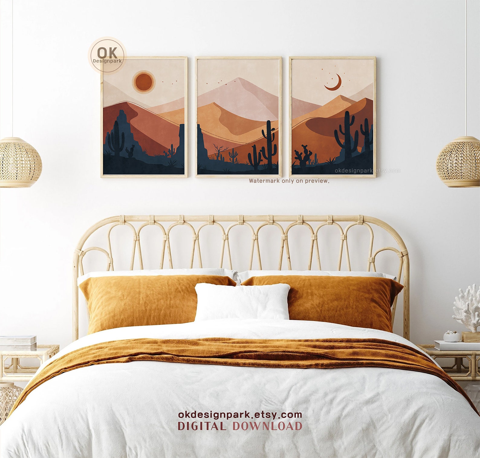 Mid Century Modern Desert Wall Art Desert Print Cactus Art - Etsy