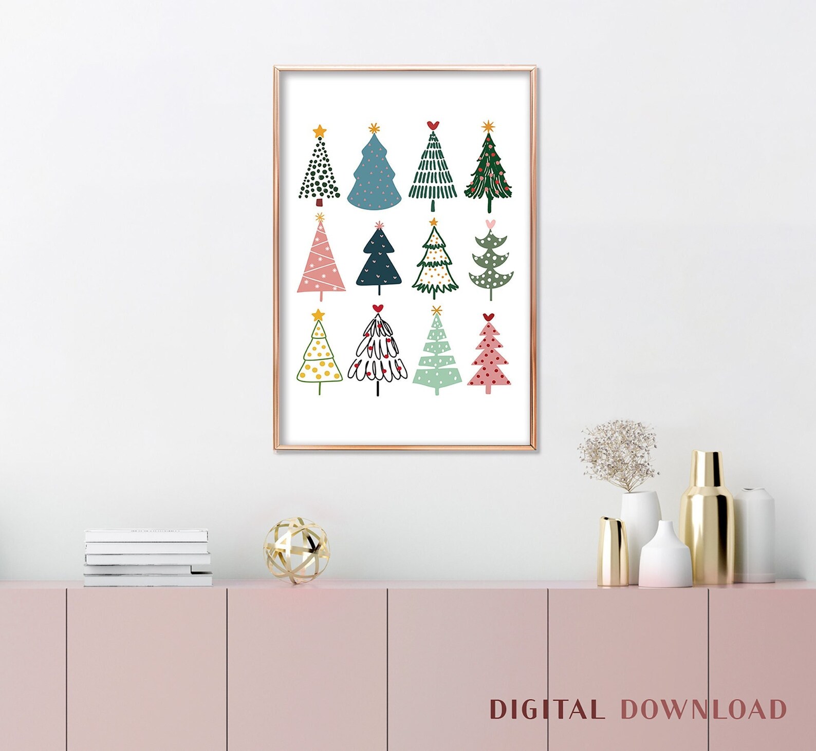 Christmas Wall Decor Holiday Wall Art Christmas Tree Art - Etsy