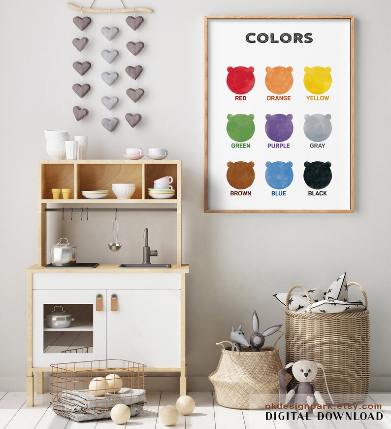 Shapes Printable Nursery Poster Colors Educational Print | Etsy