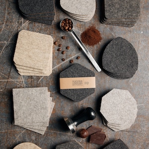 Merino Wool Felt and Cork Coasters - Set of 4