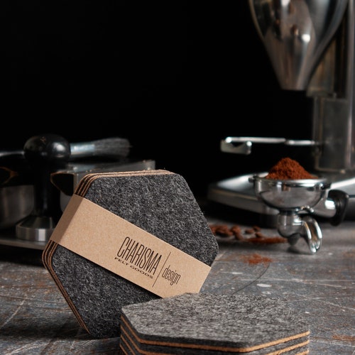 Set of 4 Pink Hexagon Coasters Drink Coasters Merino Wool Etsy