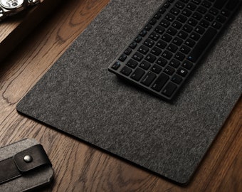 Merino Wool Felt and Cork Desk Mat – Dark Grey Minimalist Desk Pad