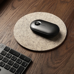 Rundes Mauspad,100% Merino Wollfilz, Kork, Beige, rutschfest, Schreibtisch Design, Laptop, Schreibtisch Maus Pad, Musemåtte, Tapis de Souris, Filz Mousepad