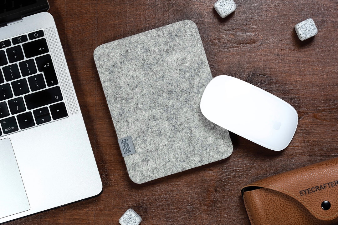 Felt Mouse Pad,small Mousepad,100 Merino Wool Felt,cork,light Grey