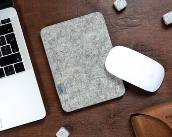 Merino Wool Felt Mouse Pad, Cork Base, Non-Slip, Small, Light Grey