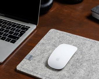 Felt Mouse Pad,100% Merino Wool Felt,Cork,Light Grey,Non-Slip,Modern Design,Laptop,Desk Mouse Pad,Musemåtte,Tapis de Souris,Filz Mousepad