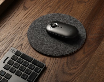 Round Mouse Pad,100% Merino Wool Felt,Cork,Dark Grey,Non-Slip,Desk Design,Laptop,Desk Mouse Pad,Musemåtte,Tapis de Souris,Filz Mousepad