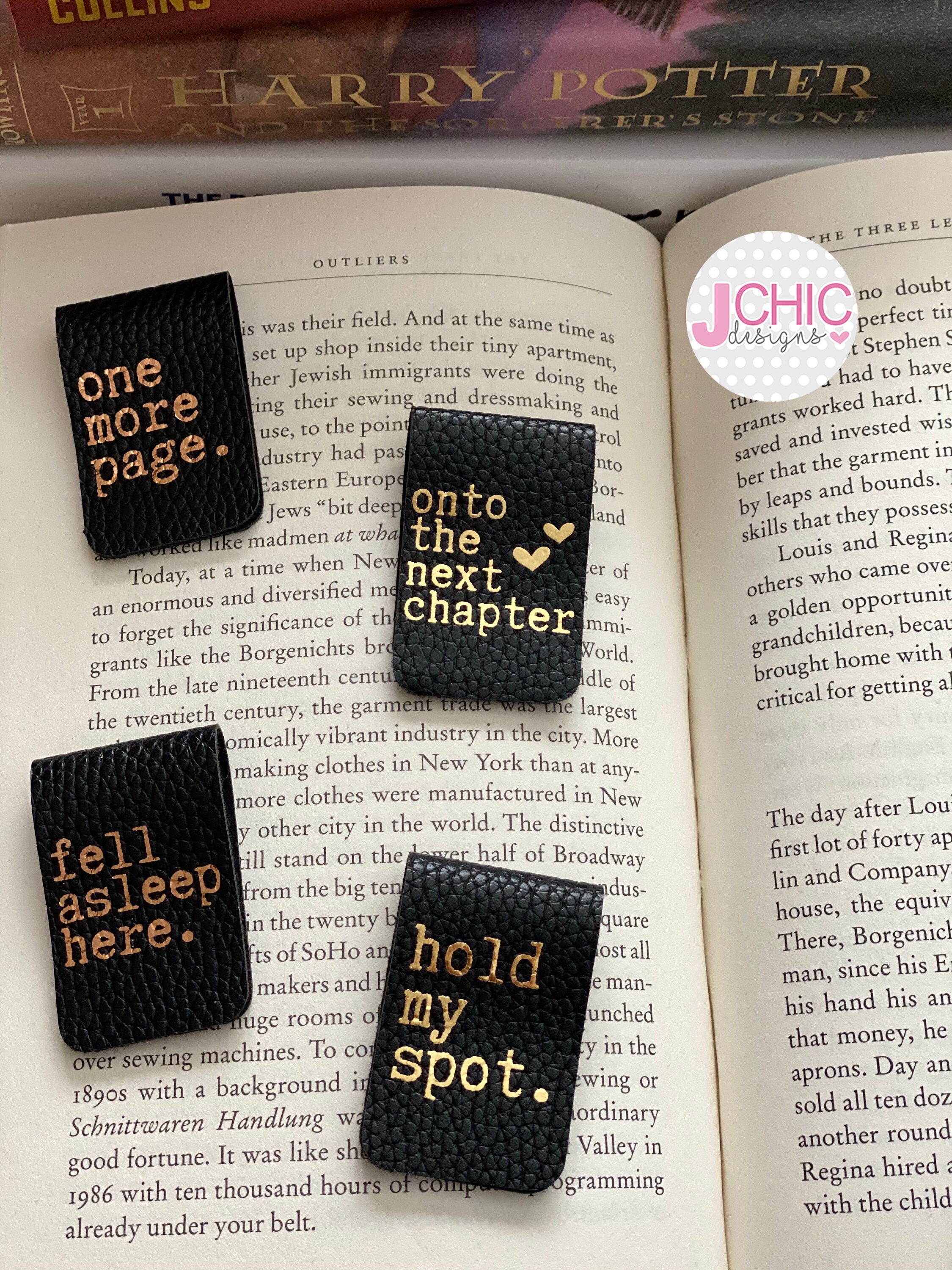 Set of 2 Magnetic Bookmarks Fell Asleep Here Pattern of - Etsy