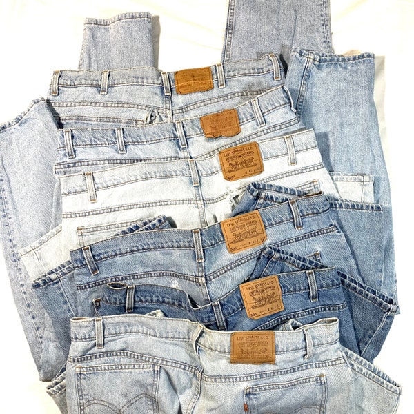 6 pairs 90s Levi’s Busted Crotch - 4 pairs shorts, 2 pairs length jeans- All Waist 42