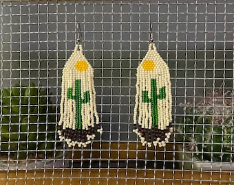 Cactus Beaded Earrings, Western Earrings