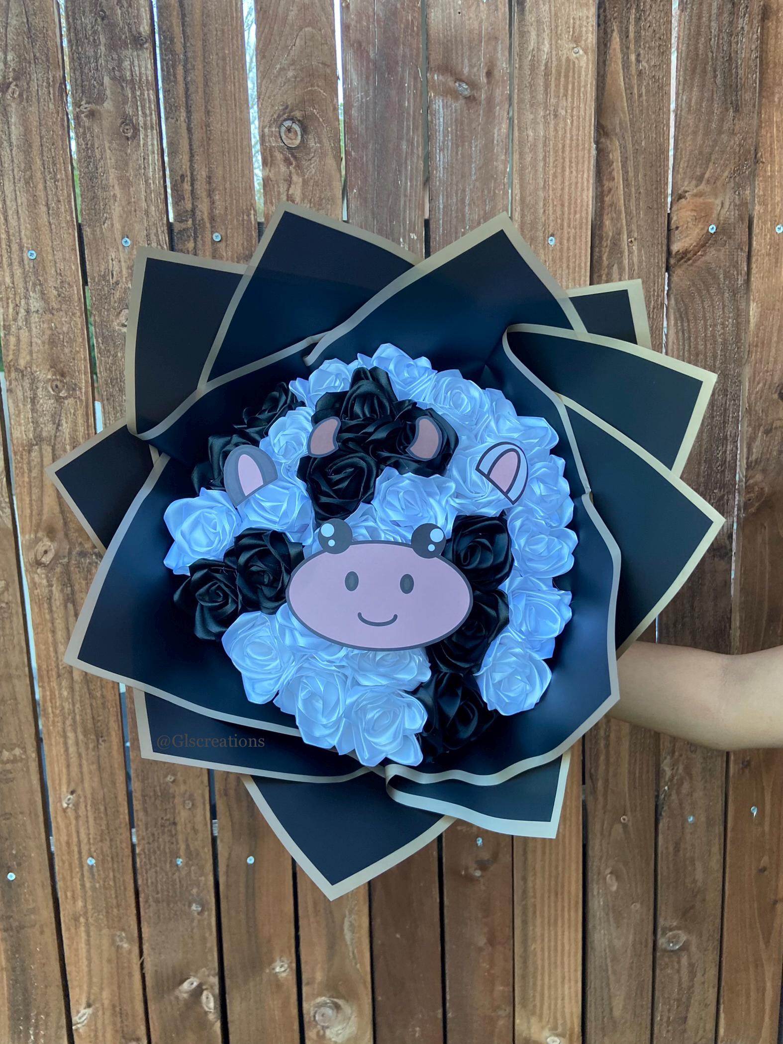 Cow Print Ribbon Rose Bouquet: Ramo De Vaquita - Etsy