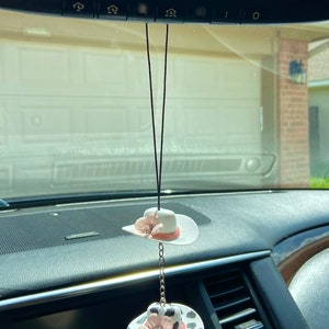 Mini ciondolo per auto a forma di cappello da cowboy, decorazione per specchietto retrovisore