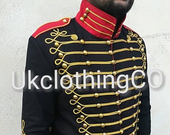 Men's fashion braided jacket,Men's Nepoleonic Hussar Jacket.. Men's Hussar Officer Braided Jacket