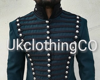 Napoleonic uniforms - Napoleonic British 95th Rifles jacket tunic - Steampunk Military Uniform leather hussar jacket,Army hussar jacket