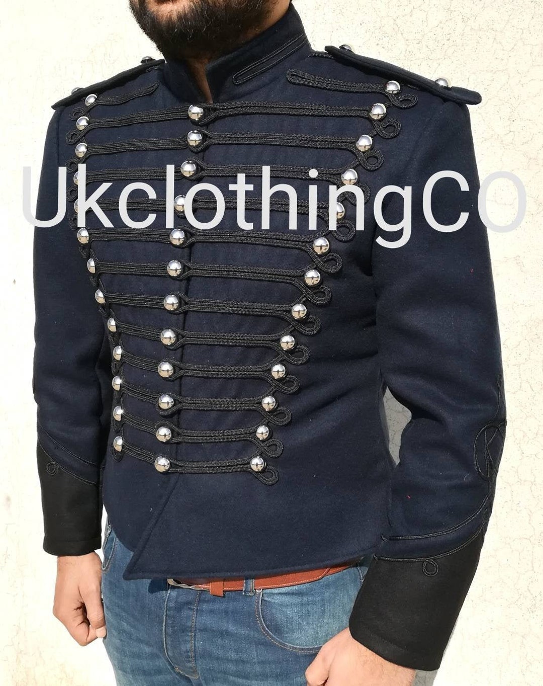 Mens Civil War Jacket,hussars Pelise plain , British War Jacket,british