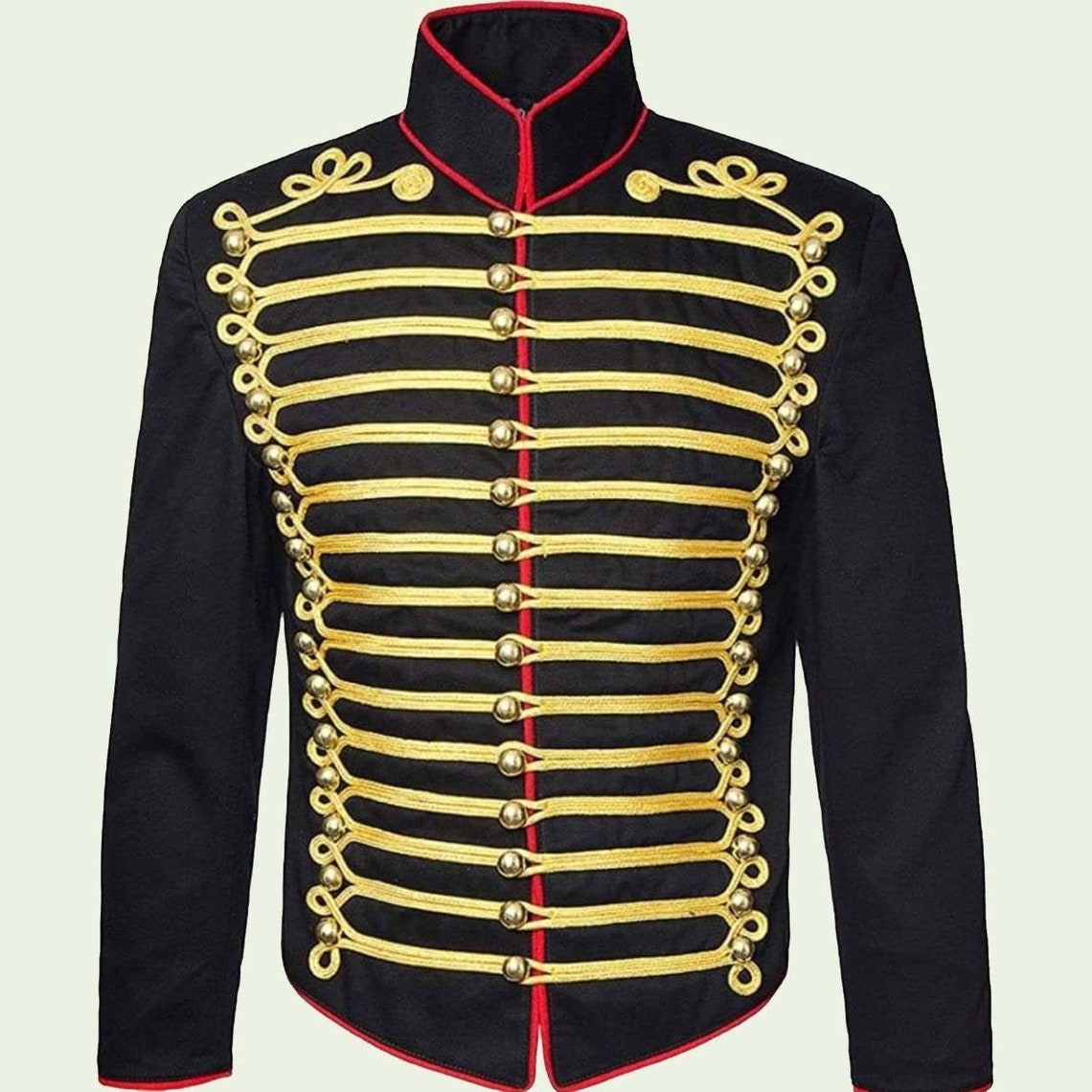 Mens Black Hussar Jacket Front Gold Braid,mens Hussar Jacket Etsy