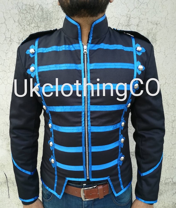 Blue Black Military Marching Band Drummer Jacket Military -  UK