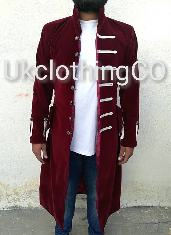 Mens velvet goth steampunk victorian frock coat sale