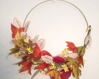 Modern Fall Colors Gold Hoop Wreath