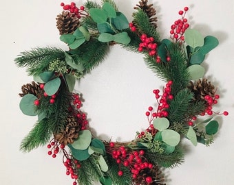 Christmas Eucalyptus and Berry Holiday Front Door Wreath