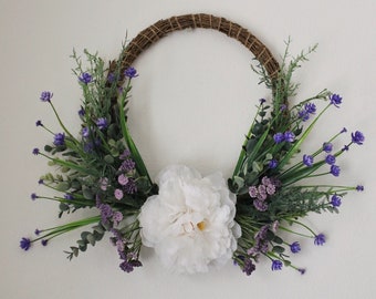 Bohemian Purple and White Bamboo Wreath