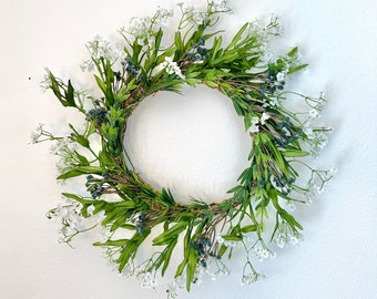 Spring Valley Blue/White Wildflower Front Door Wreath