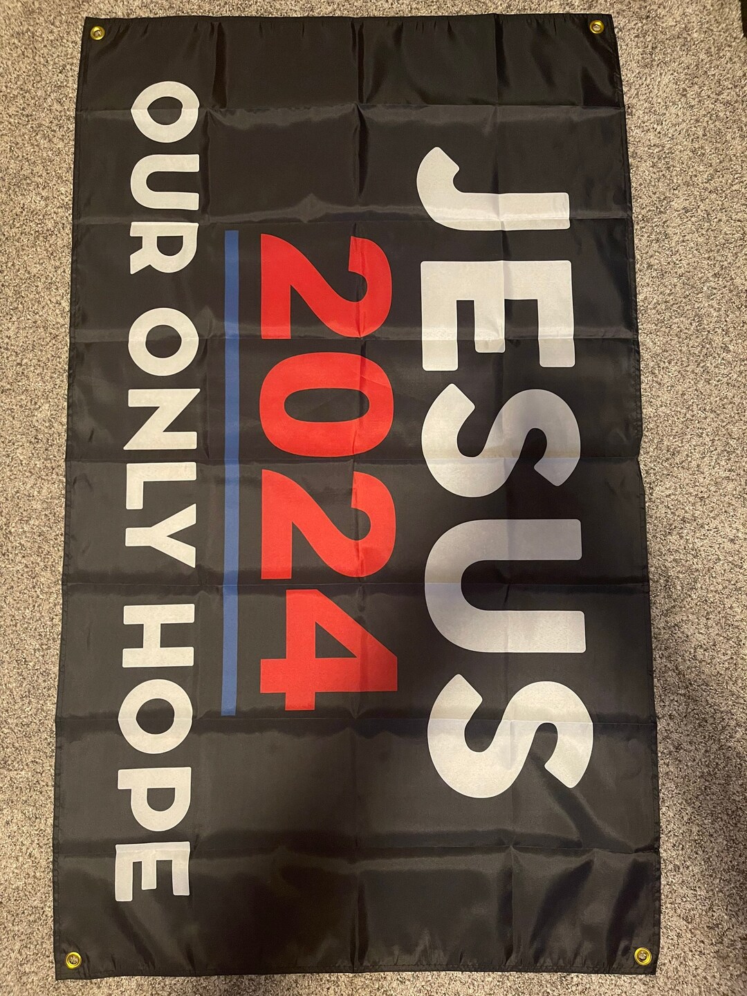 JESUS 2024 OUR ONLY HOPE Black Vinyl Decal Bumper Sticker – 3.75x7.5in USA Made
