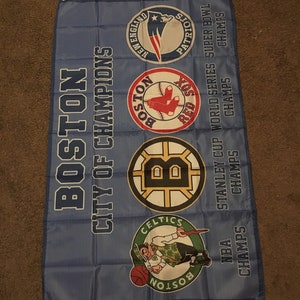 Boston CITY OF CHAMPIONS Flag Patriots Red Sox Bruins Celtics Banner