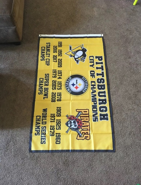Pittsburgh Penguins 5 Time Stanley Cup Champions Flag