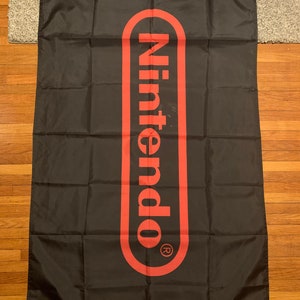 Black Nintendo Wall Hanging Banner Flag