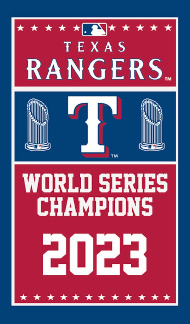 Texas Rangers World Series Championship Flag Banner Etsy