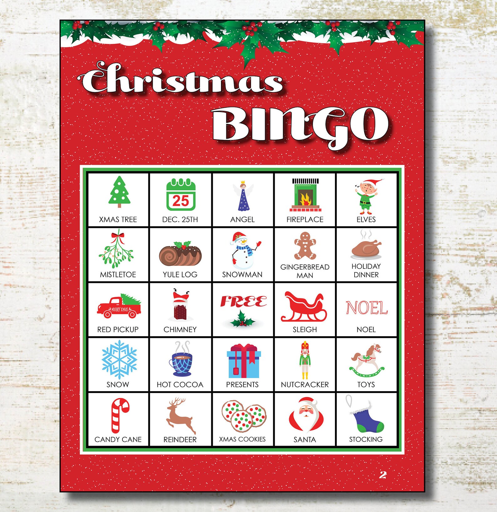 Christmas Bingo 30 unique cards. Great for Christmas or Etsy