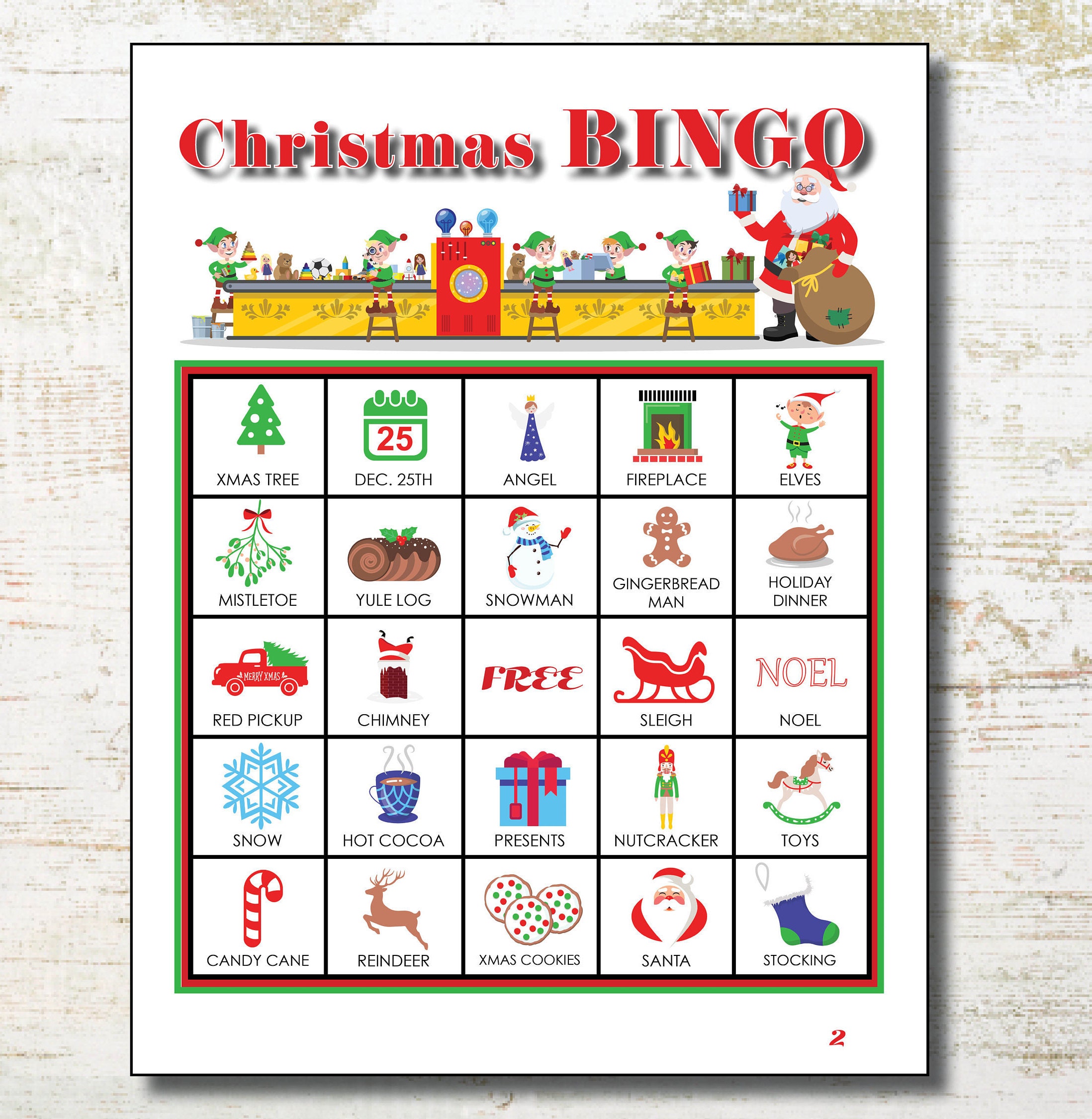 Christmas Bingo 30 unique cards. Great for Christmas or Etsy